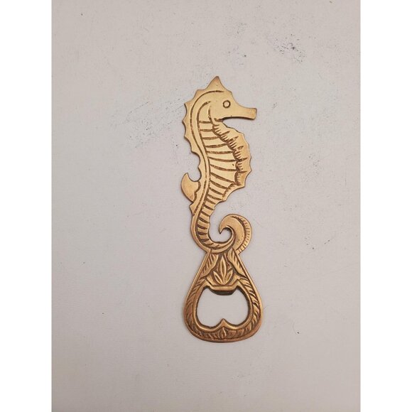 Seahorse bottle opener cap opener brass bottle opener metal figure mid century - Picture 2 of 10
